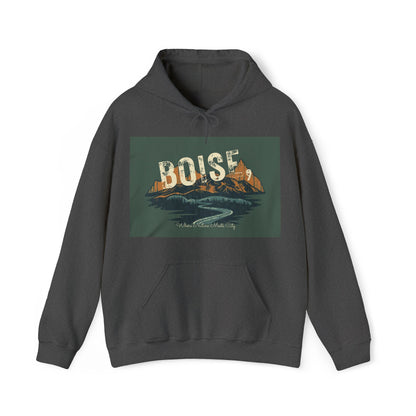 Boise Vintage Mountain Hoodie — River Scenic Outdoor Sweatshirt