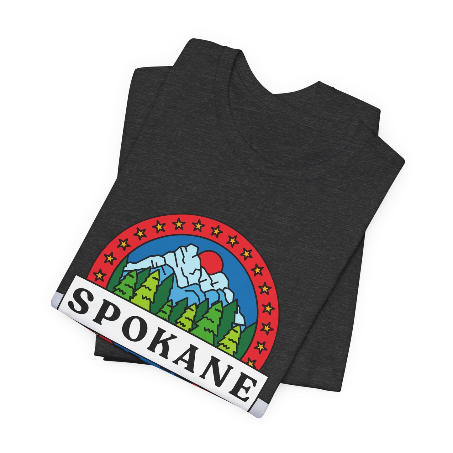 Spokane Mountain Badge T-Shirt – Scenic Riverfront Graphic Tee