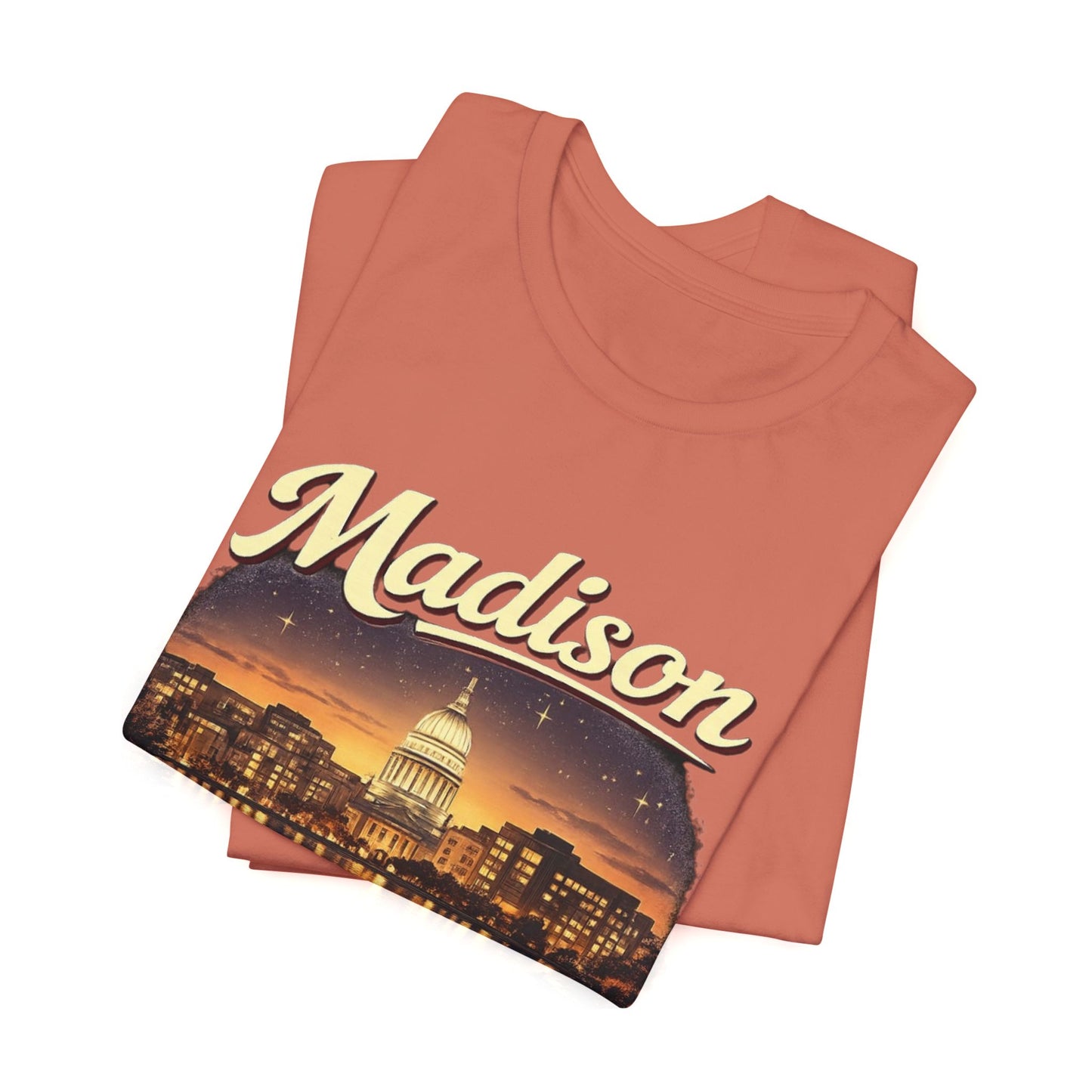 Madison Skyline T-Shirt — Vintage Capitol Night Scene (1848) JERSEY
