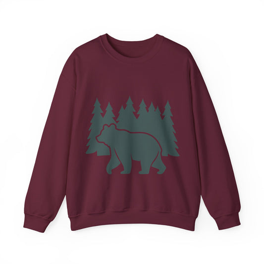 Cozy Bear Forest Crewneck Sweatshirt | Hiking, Camping, and Nature Lovers | True North