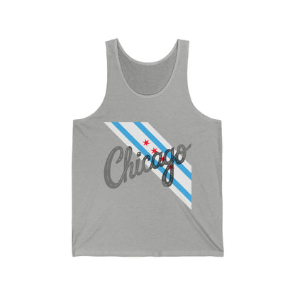 Chicago Script Men/Unisex Tank Top | Flag Stripe  | True North