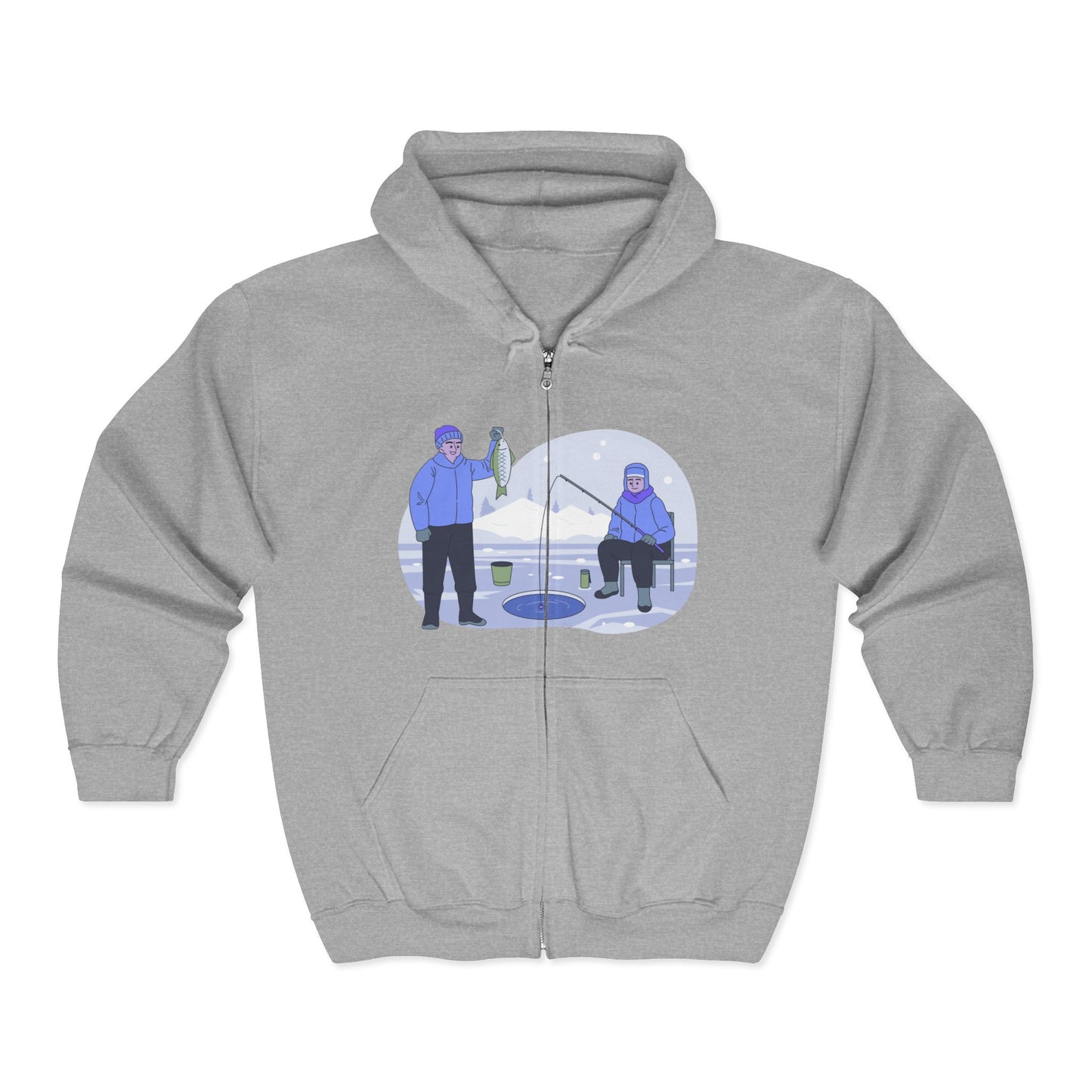 Funny Fishing Hoodie | Zip Sweatshirt for Ice Fishing & Outdoor Sports | True North
