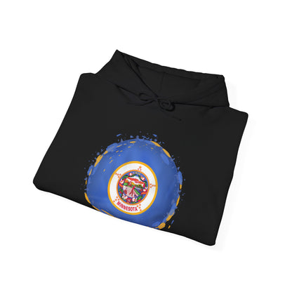 Minnesota State Flag Hoodie — Retro Watercolor Circle Design DULUTH