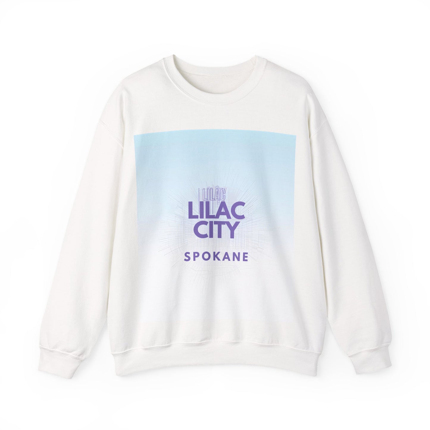 Lilac City Spokane Crewneck Sweatshirt — Pastel Gradient Graphic Pullover