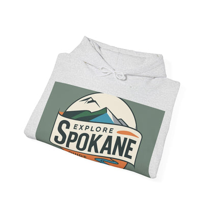 Explore Spokane Hoodie – Retro Mountain & River Travel Guide Sweatshirt