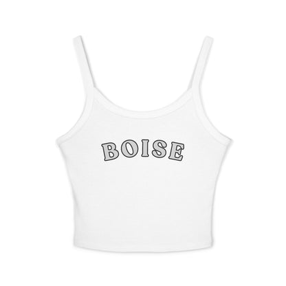 Boise Cropped Spaghetti Strap Tank - Retro Collegiate Graphic