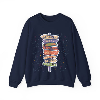 Travel Destination Crewneck Sweatshirt | Streetwear, Adventure Fashion, World Map Merch | True North