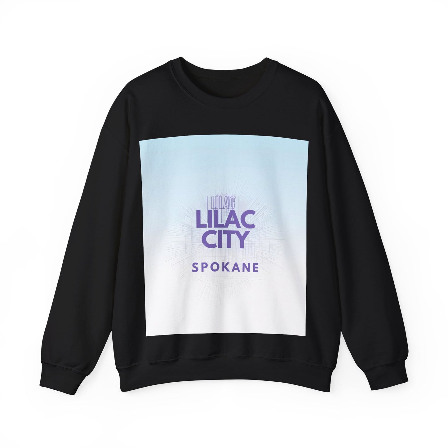 Lilac City Spokane Crewneck Sweatshirt — Pastel Gradient Graphic Pullover