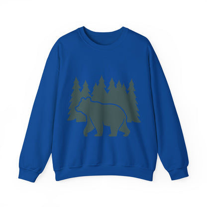 Cozy Bear Forest Crewneck Sweatshirt | Hiking, Camping, and Nature Lovers | True North