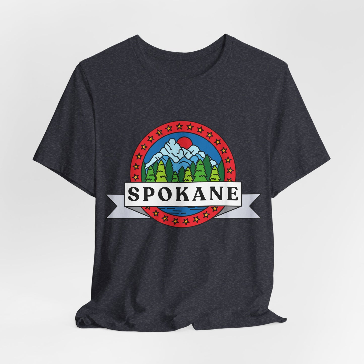 Spokane Mountain Badge T-Shirt – Scenic Riverfront Graphic Tee