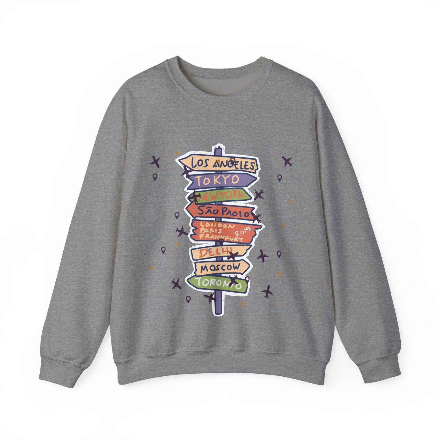 Travel Destination Crewneck Sweatshirt | Streetwear, Adventure Fashion, World Map Merch | True North