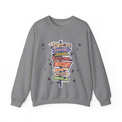 Travel Destination Crewneck Sweatshirt | Streetwear, Adventure Fashion, World Map Merch | True North