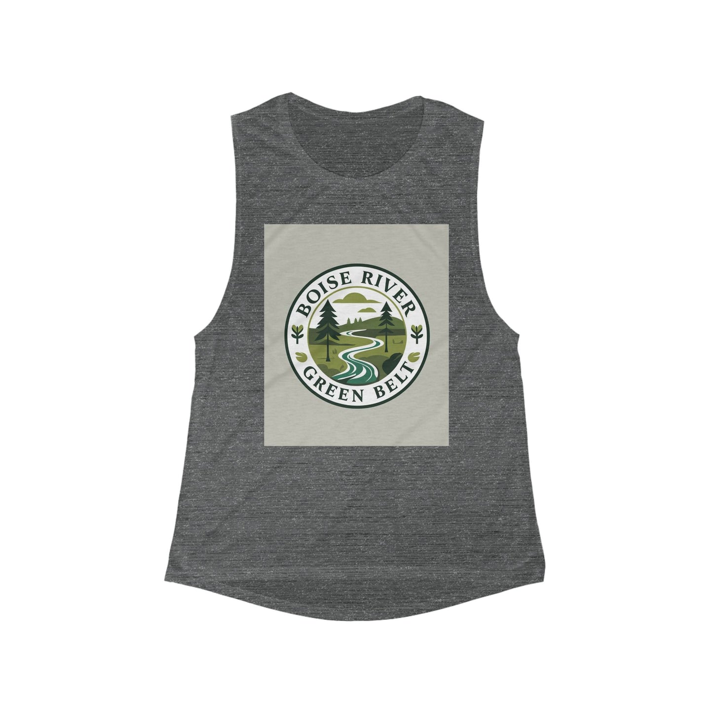 Boise River Green Belt Women's Scoop Muscle Tank — Outdoor Nature Graphic Tank Top