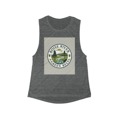 Boise River Green Belt Women's Scoop Muscle Tank — Outdoor Nature Graphic Tank Top
