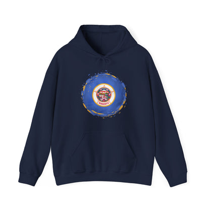 Minnesota State Flag Hoodie — Retro Watercolor Circle Design DULUTH