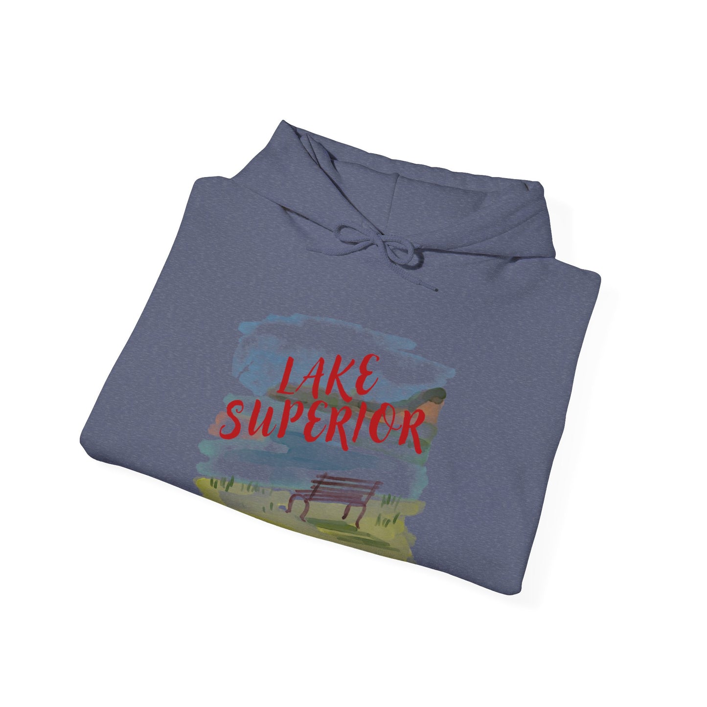 Lake Superior Hoodie – Scenic Bench Watercolor Design DULUTH