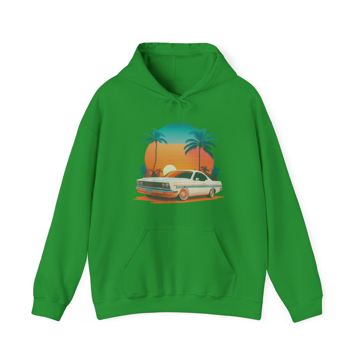 Retro Sunset Car Hooded Sweatshirt | Vintage Car Lovers | True North