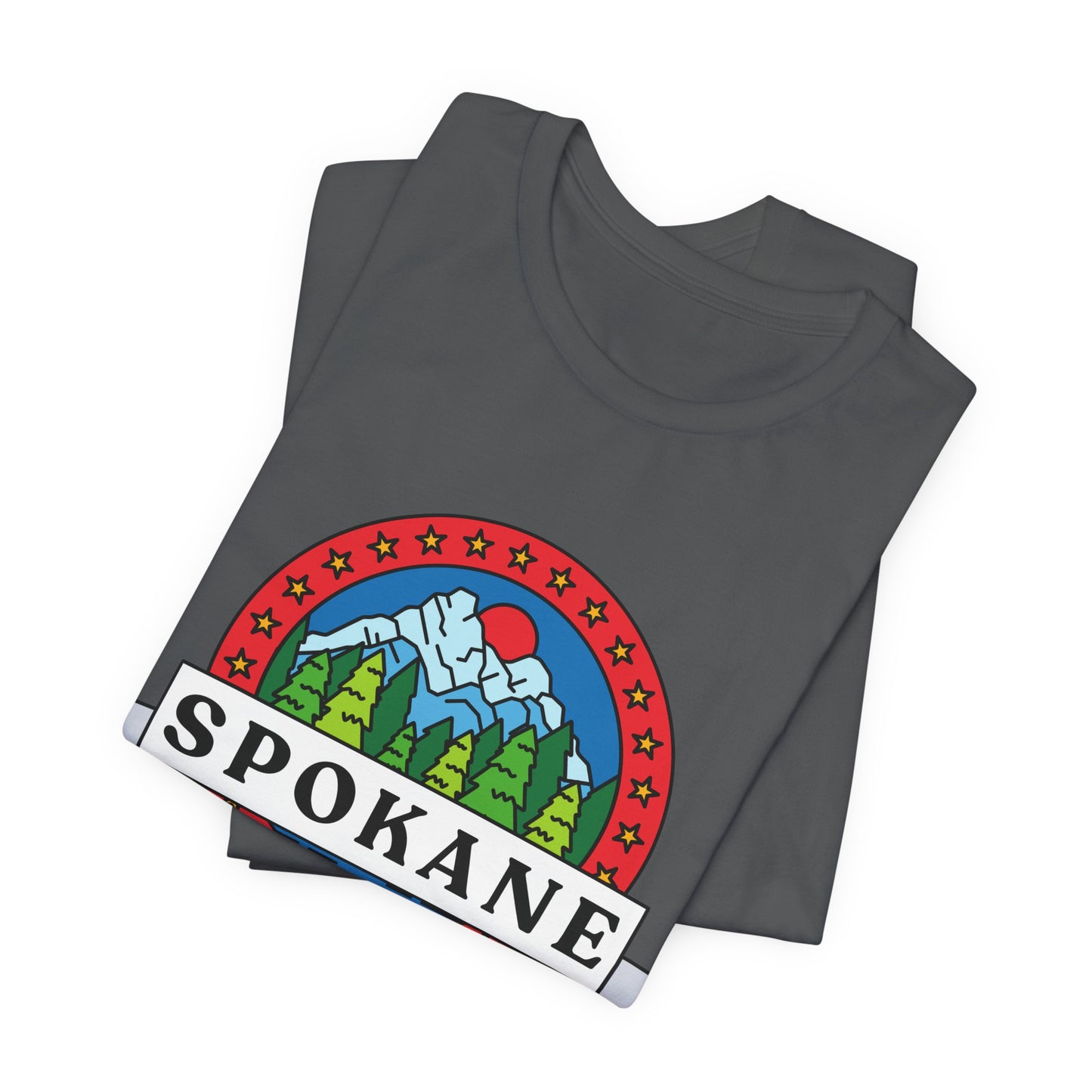Spokane Mountain Badge T-Shirt – Scenic Riverfront Graphic Tee