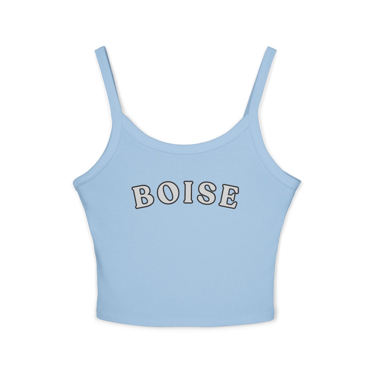 Boise Cropped Spaghetti Strap Tank - Retro Collegiate Graphic