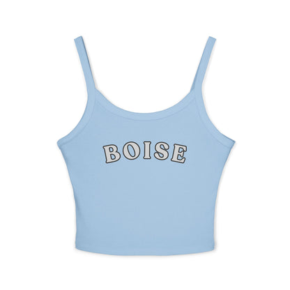 Boise Cropped Spaghetti Strap Tank - Retro Collegiate Graphic