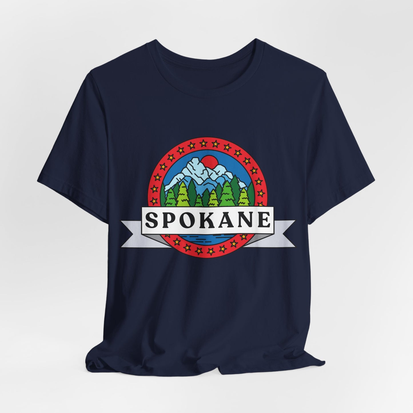 Spokane Mountain Badge T-Shirt – Scenic Riverfront Graphic Tee