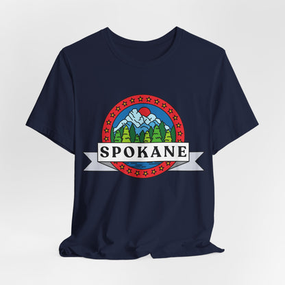 Spokane Mountain Badge T-Shirt – Scenic Riverfront Graphic Tee