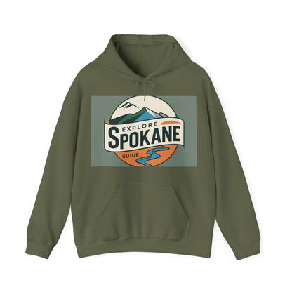 Explore Spokane Hoodie – Retro Mountain & River Travel Guide Sweatshirt