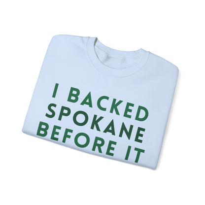Crewneck Sweatshirt — "I Backed Spokane Before It Blew Up" Vintage Pride Pullover