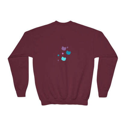 Youth Crewneck Sweatshirt with Cute Cat Design | Fall & Winter Fashion | True North