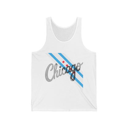 Chicago Script Men/Unisex Tank Top | Flag Stripe  | True North