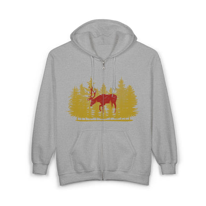 Nature-Inspired Moose Zip Hoodie | Cozy Campers, Fall Adventures | True North