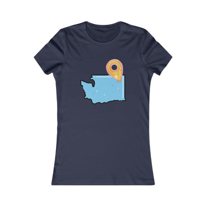 Washington State Map Tee with Location Pin – Women’s Travel & Home Pride Shirt SPOKANE