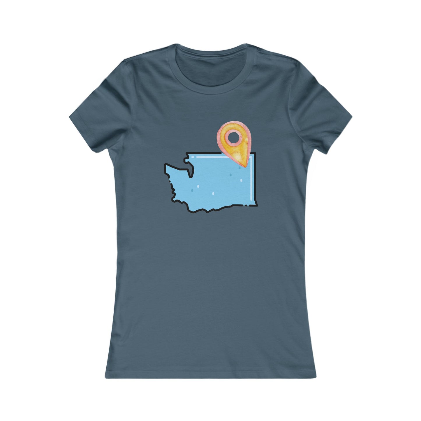 Washington State Map Tee with Location Pin – Women’s Travel & Home Pride Shirt SPOKANE