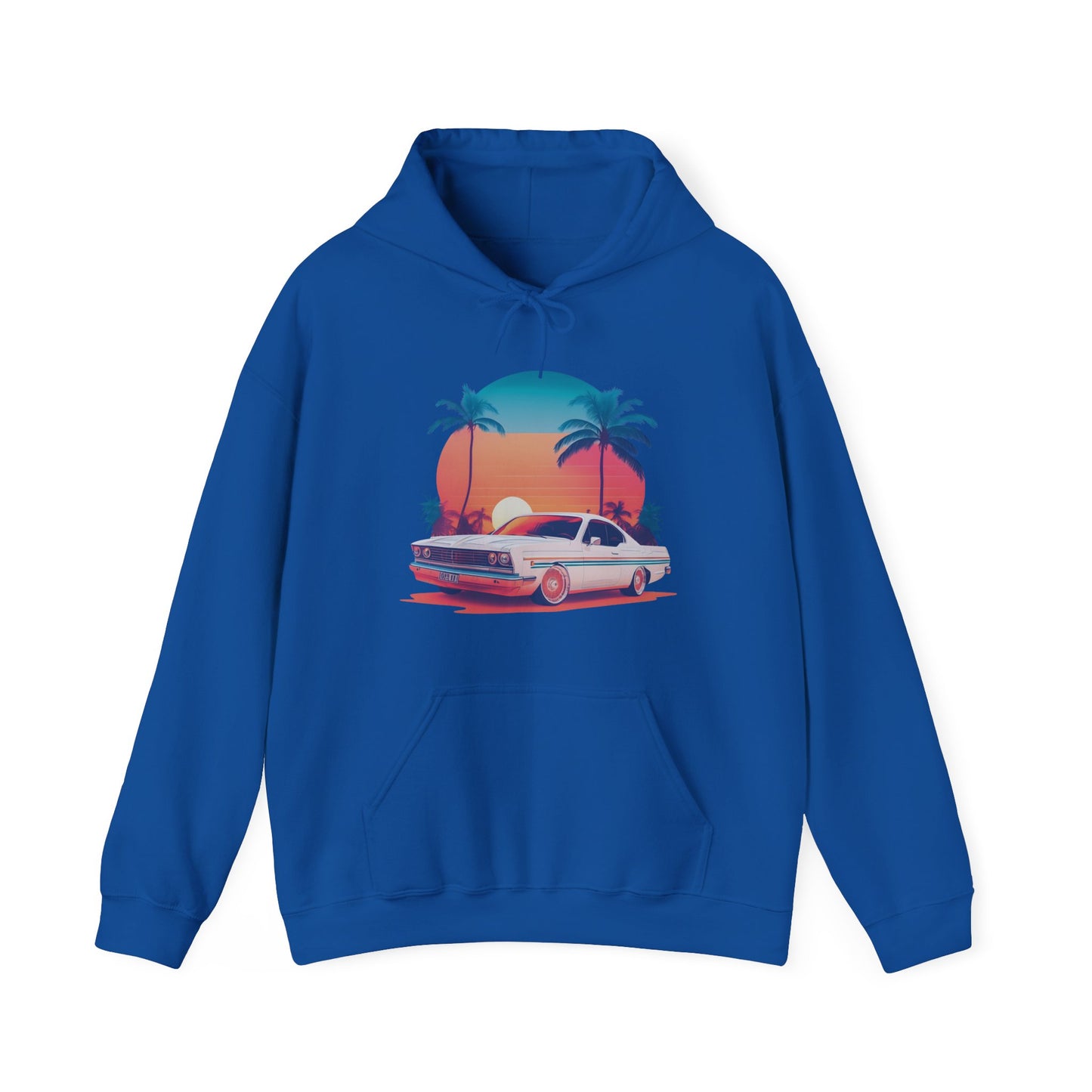 Retro Sunset Car Hooded Sweatshirt | Vintage Car Lovers | True North