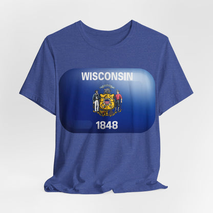 Wisconsin Flag T‑Shirt – State Pride Tee (WISCONSIN 1848) MADISON JERSEY TEE