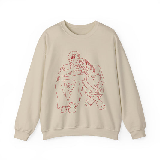 Couple Sketch Crewneck Sweatshirt | Cozy Anniversary Gift | True North