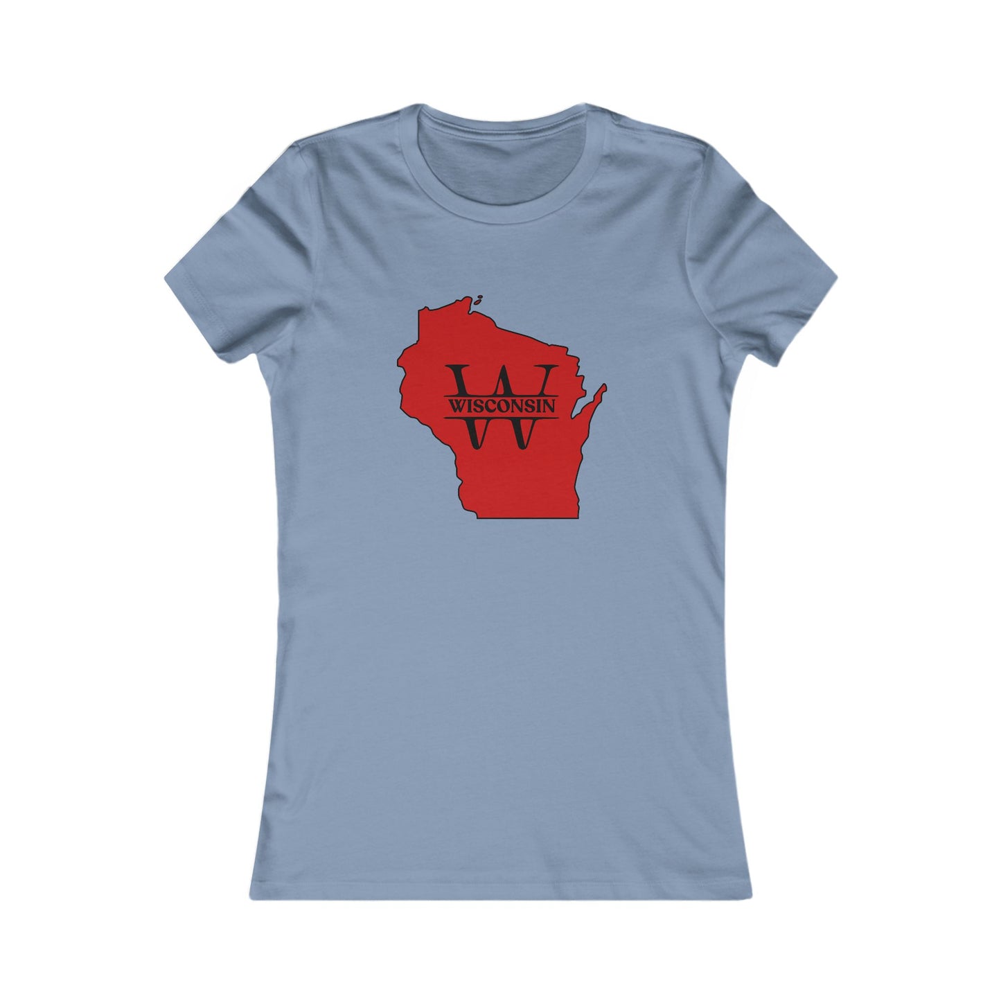 Wisconsin State Outline Tee — Red Wisconsin Map Graphic Women's T-Shirt MADISON