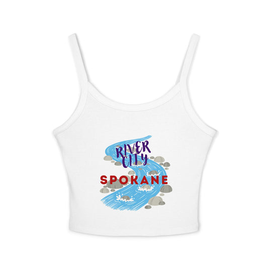 Spokane River City Women's Crop Tank – River Graphic Spaghetti Strap