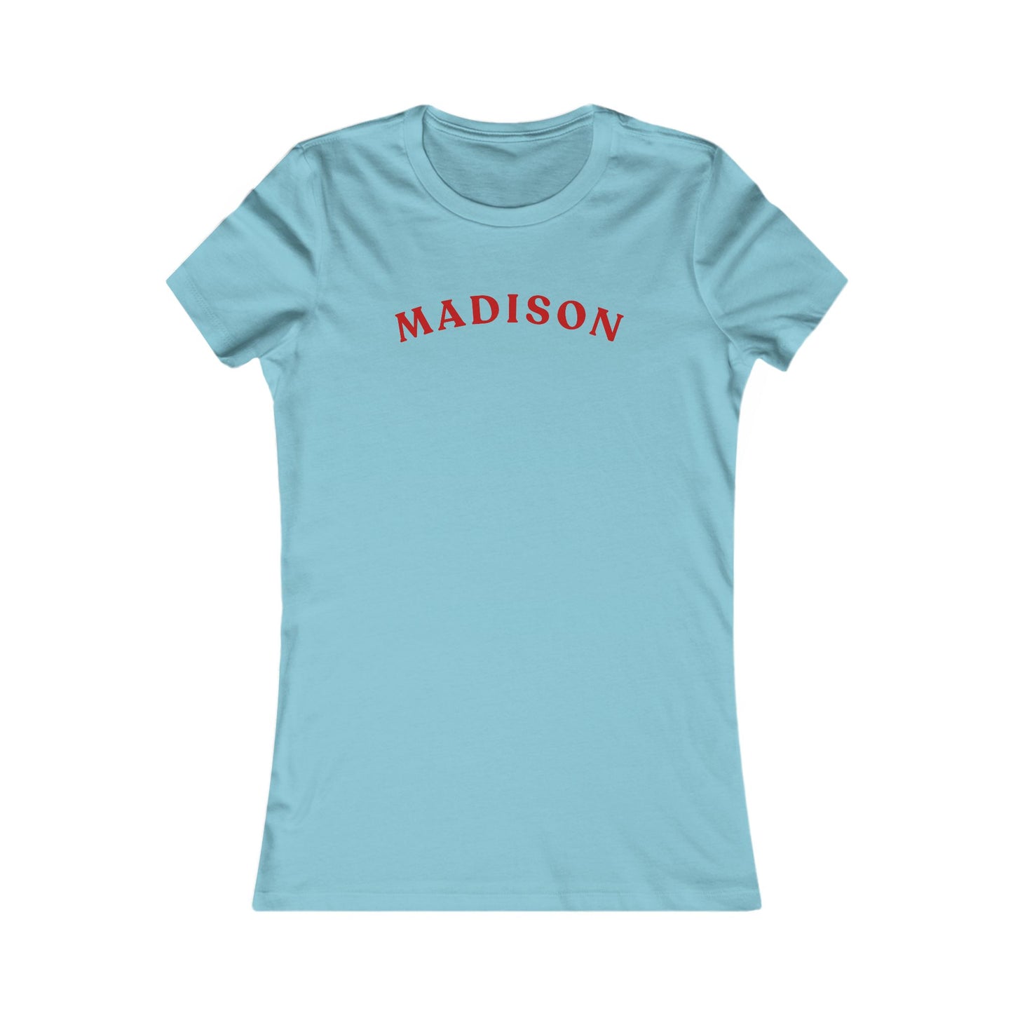 Personalized Madison Women's Tee — Classic Red Arch Name Shirt