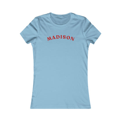 Personalized Madison Women's Tee — Classic Red Arch Name Shirt