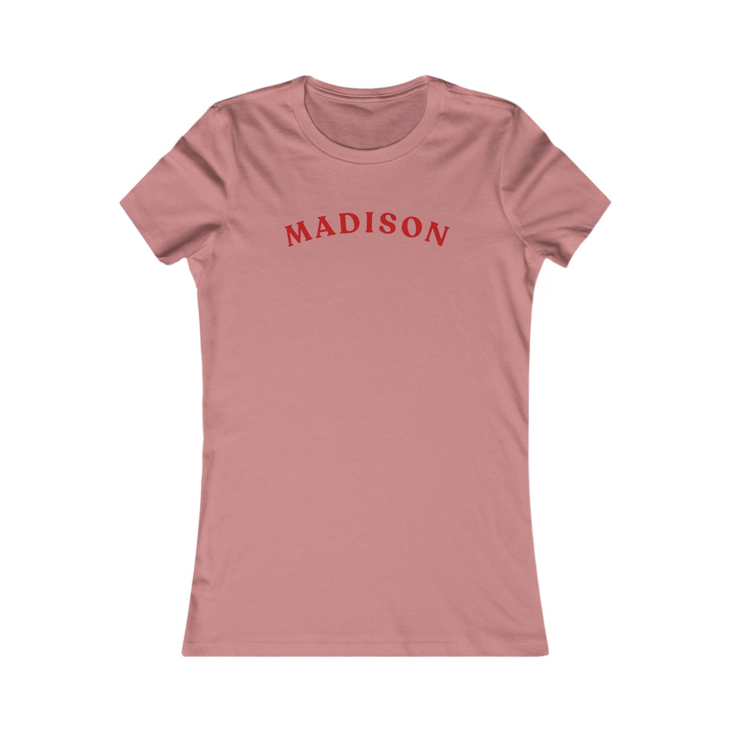 Personalized Madison Women's Tee — Classic Red Arch Name Shirt