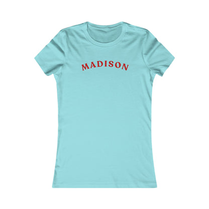 Personalized Madison Women's Tee — Classic Red Arch Name Shirt