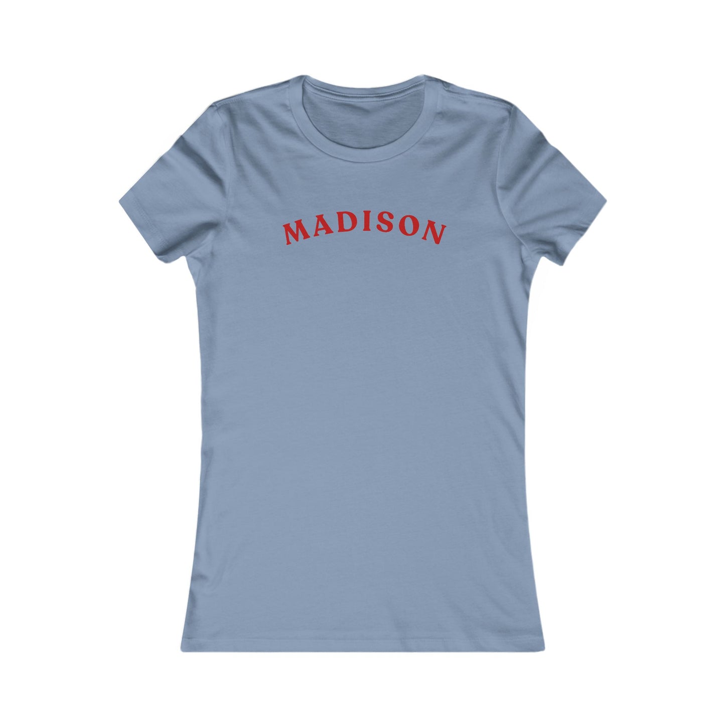 Personalized Madison Women's Tee — Classic Red Arch Name Shirt