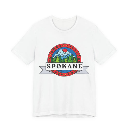 Spokane Mountain Badge T-Shirt – Scenic Riverfront Graphic Tee