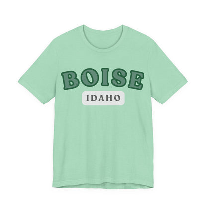 Boise Idaho Retro Collegiate T-Shirt — Vintage Green City Tee