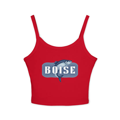 Boise Fish Graphic Tank Top — Women's Spaghetti Strap Crop