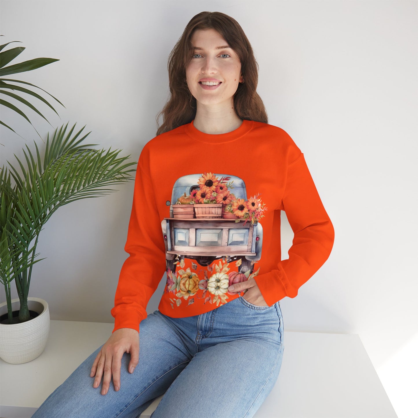 Fall Floral Truck Crewneck Sweatshirt | Autumn Apparel | True North