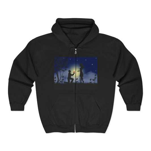 Romantic Proposal Hoodie | Cozy Zip  for Couples and Love Story Apparel | True North