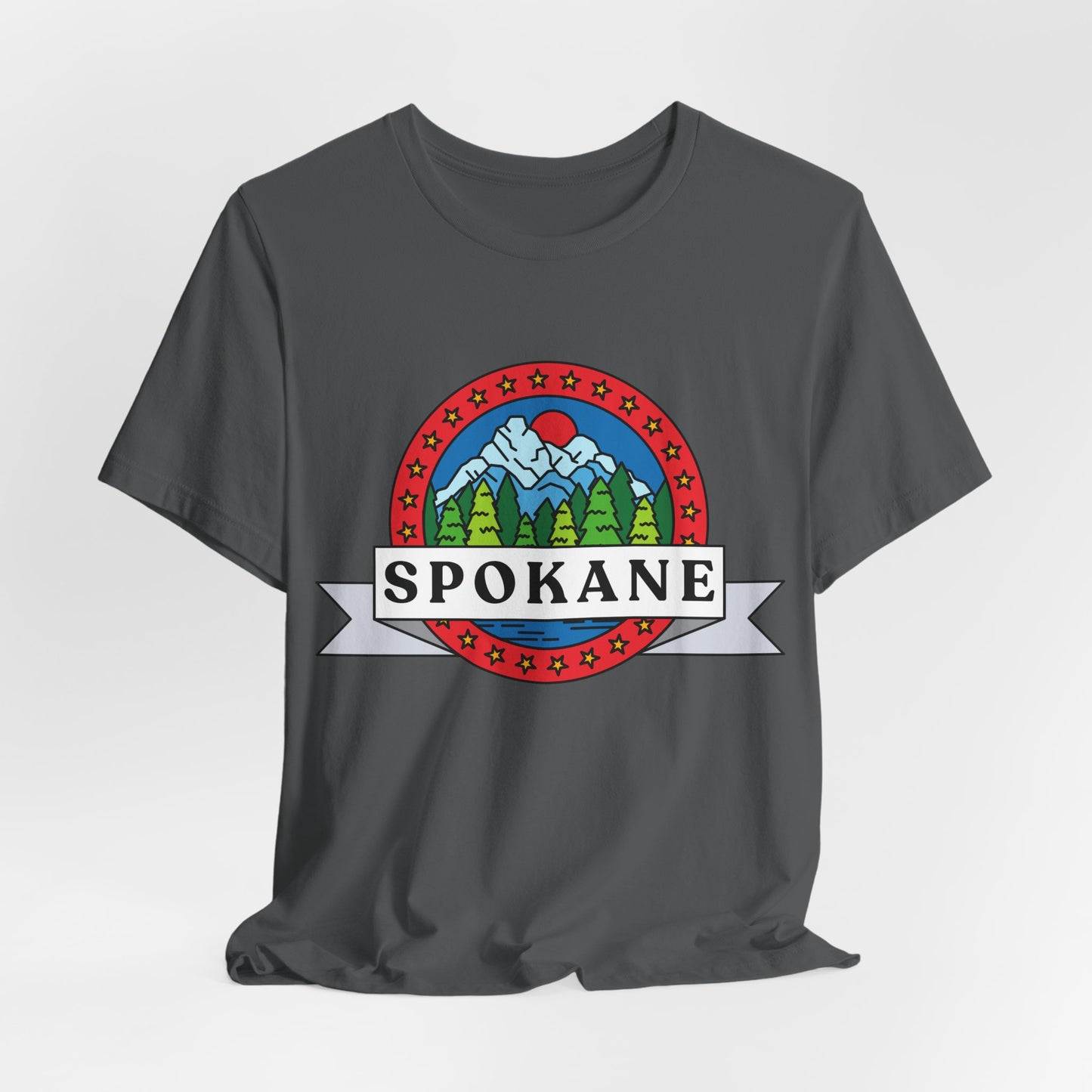 Spokane Mountain Badge T-Shirt – Scenic Riverfront Graphic Tee