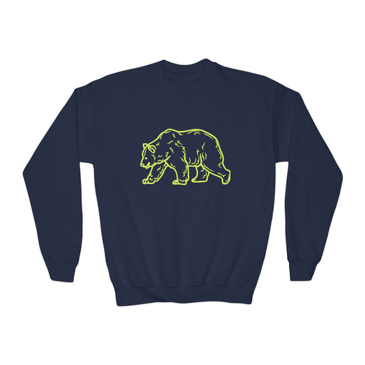 Youth Bear Sketch Crewneck Sweatshirt | Cozy Kids Pullover | True North